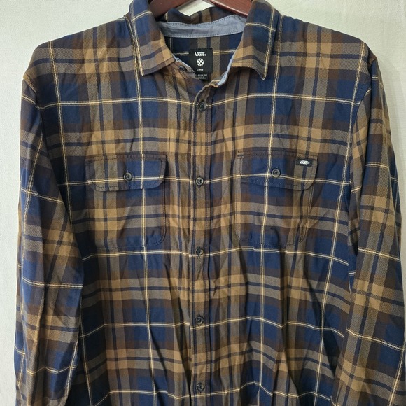 Vans "Sycamore" Mens Large Cotton Long Sleeve Flannel Shirt Plaid Button Up - Picture 1 of 6